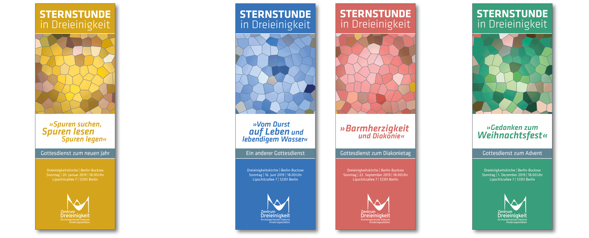 Einladungskarten zu besonderen Gottesdiensten »Sternstunde in Dreieinigkeit«.